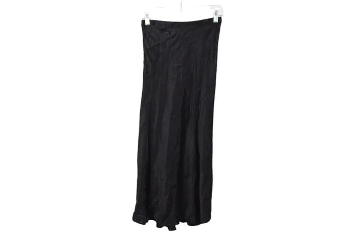 Zara Rings Zara Black Satin Material Calf Length Skirt XS