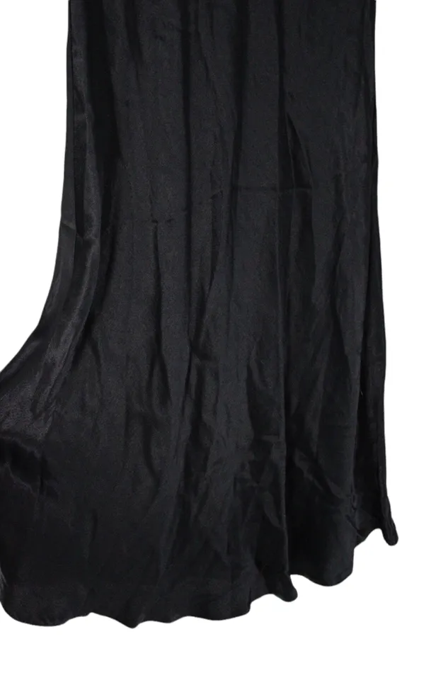 Zara Rings Zara Black Satin Material Calf Length Skirt XS