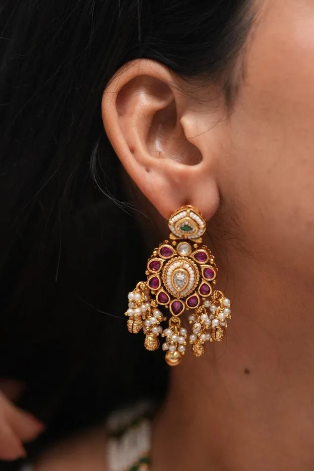 Rings Attrangi Durga Gold Hasli with Floral Drops Sone Pe Suhaga Rings Attrangi Durga Gold Hasli with Floral Drops Sone Pe Suhaga