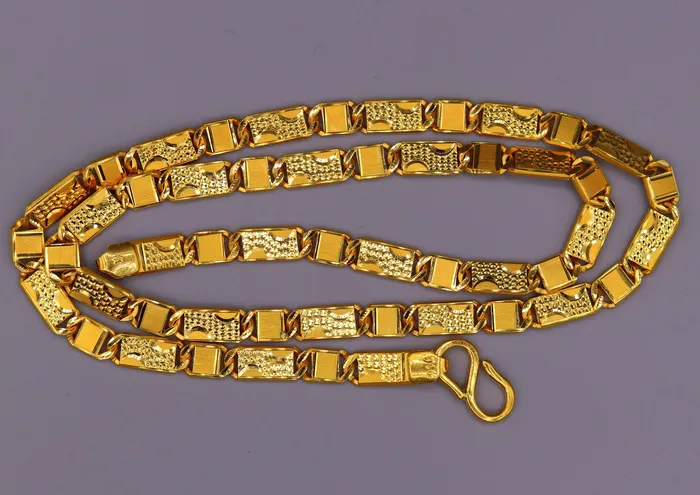 TRIBAL ORNAMENTS 22kt gold 55 mm 20 inches long handmade solid gold nawabi chain necklace form Rajasthan India ch68 Necklaces