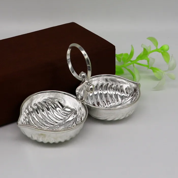 TRIBAL ORNAMENTS Rings Handmade pure 925 sterling silver gorgeous leaf design stylish tilak combo mini bowl tilak patra puja utensils temple article su180