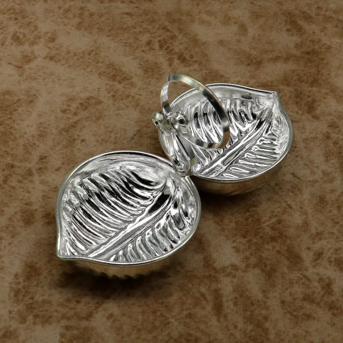 TRIBAL ORNAMENTS Rings Handmade pure 925 sterling silver gorgeous leaf design stylish tilak combo mini bowl tilak patra puja utensils temple article su180