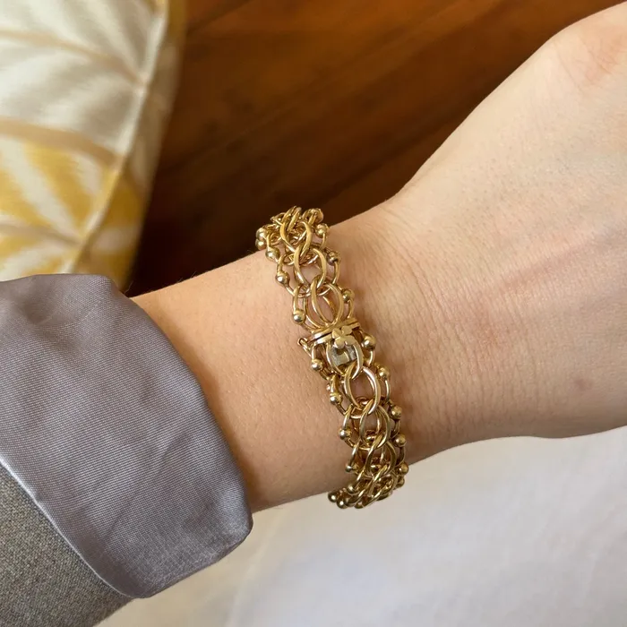 Bracelets Croghans Vintage 14K Yellow Gold Interlocking Triple Link Bracelet