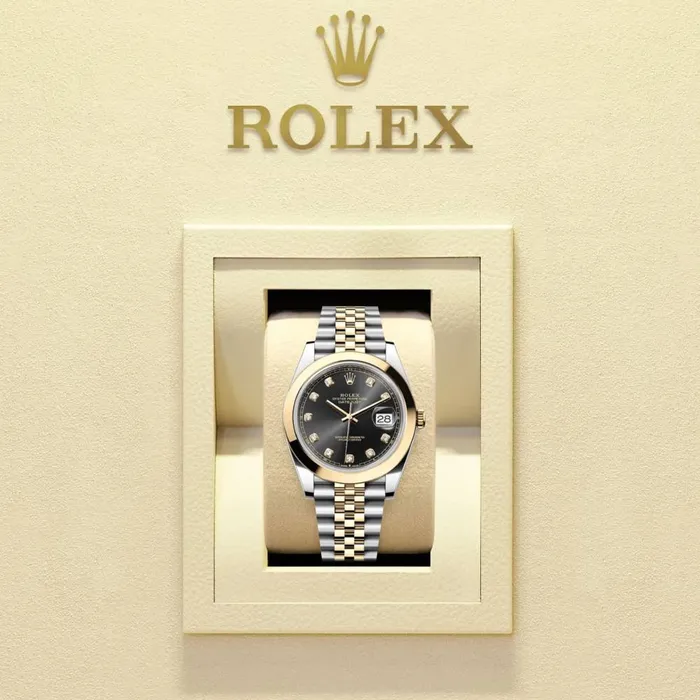 Bracelets Rolex Datejust 41mm Ref 1263030006 Black Diamond Dial Two Tone Stainless Steel 18K Yellow Gold Jubilee Bracelet Mens Watch Rolex