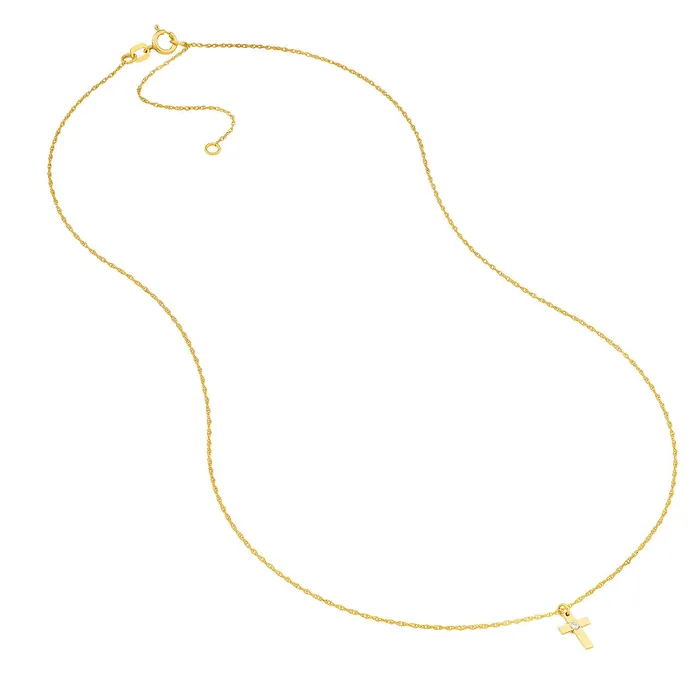 Croghans 10ctw Diamond Small Cross 14K Yellow Gold Pendant Necklace Necklaces