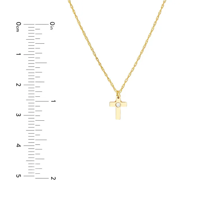 Croghans 10ctw Diamond Small Cross 14K Yellow Gold Pendant Necklace Necklaces
