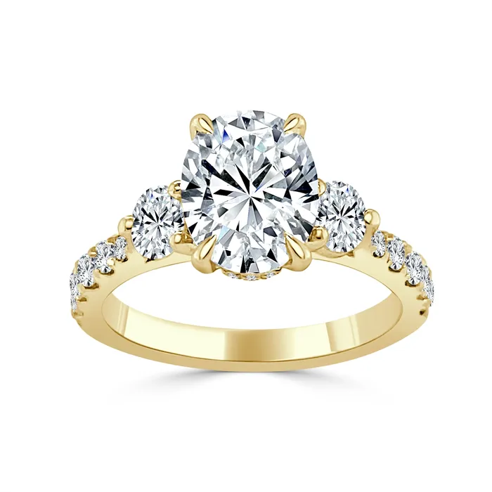 Engagement Collections Rings 14K White Gold Oval Three Stone Semi Mount Diamond Ring with Hidden Halo Engagement Collections Rings 14K White Gold Oval Three Stone Semi Mount Diamond Ring with Hidden Halo