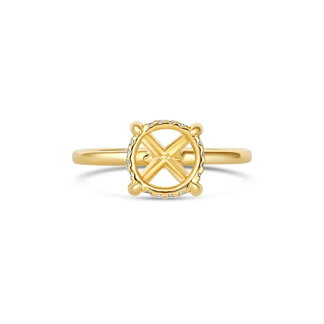 Engagement Collections Rings 14K Yellow Gold Semi Mount Ring Round Hidden Halo Engagement Collections Rings 14K Yellow Gold Semi Mount Ring Round Hidden Halo