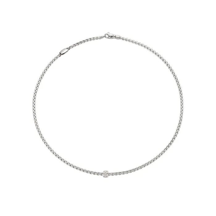 FOPE Necklaces Fope 18K White Gold Eka Collection Diamond Necklace 17 inch FOPE Necklaces Fope 18K White Gold Eka Collection Diamond Necklace 17 inch