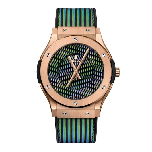 Hublot Hublot Classic Fusion Cruz Diez King Gold 45mm Watch Ref 511OX8900VRCZD19 Cruz Diez Pattern Dial in 18K Rose Gold Case Lined Rubber Strap PreStyled Sets Hublot Hublot Classic Fusion Cruz Diez King Gold 45mm Watch Ref 511OX8900VRCZD19 Cruz Diez Pattern Dial in 18K Rose Gold Case Lined Rubber Strap PreStyled Sets