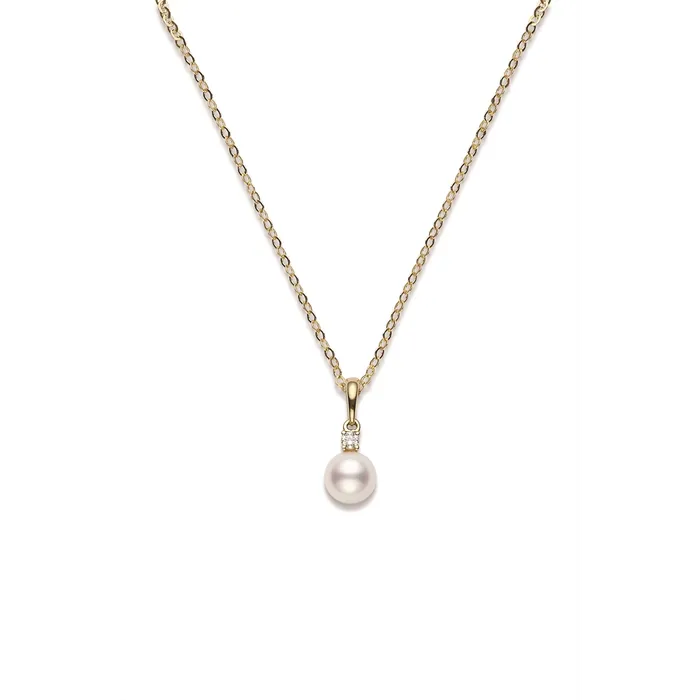 Mikimoto Necklaces Mikimoto 18K Yellow Gold Cultured Akoya Pearl Diamond Pendant Necklace Mikimoto Necklaces Mikimoto 18K Yellow Gold Cultured Akoya Pearl Diamond Pendant Necklace