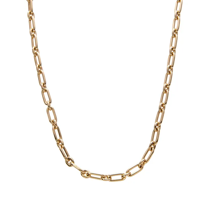 Necklaces Croghans 18K Yellow Gold Italian Oblong Oval Link Necklace
