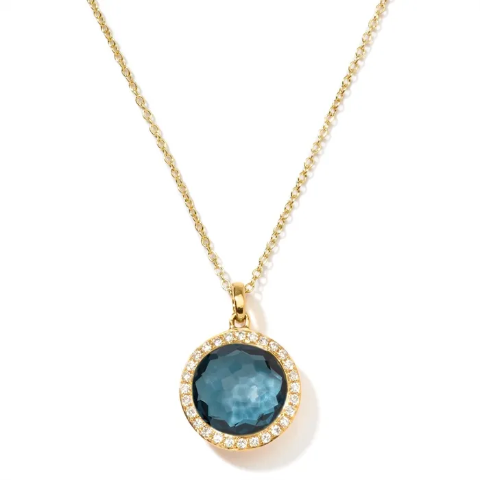Necklaces Ippolita 18K Yellow Gold Mini Lollipop Pendant Necklace in London Blue Topaz with Diamonds 1618 inch Ippolita Necklaces Ippolita 18K Yellow Gold Mini Lollipop Pendant Necklace in London Blue Topaz with Diamonds 1618 inch Ippolita