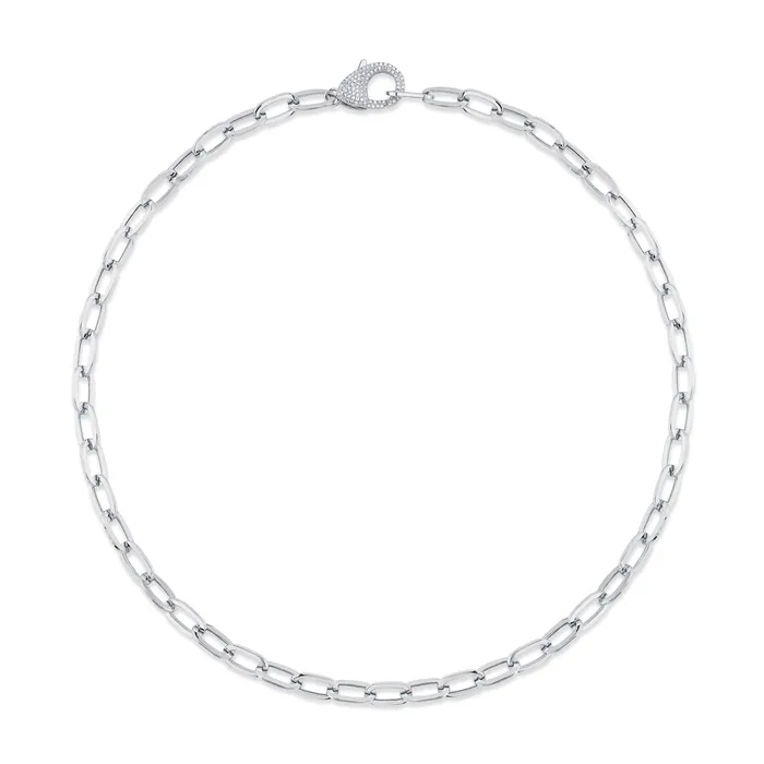 Necklaces Meierotto Jewelers 14K White Gold Diamond Paper Clip Link Necklace Necklaces Meierotto Jewelers 14K White Gold Diamond Paper Clip Link Necklace