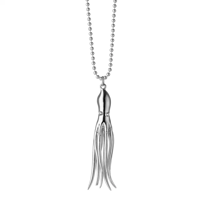 Necklaces Monica Rich Kosann Monica Rich Kosann Sterling Silver Movable Octopus Charm Necklace with White Sapphire Eyes Necklaces Monica Rich Kosann Monica Rich Kosann Sterling Silver Movable Octopus Charm Necklace with White Sapphire Eyes