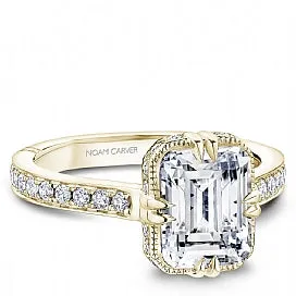 Noam Carver Rings 14K Yellow Gold Semi Mount Diamond Ring with Beaded Halo and Hidden Rectangle Halo Noam Carver Rings 14K Yellow Gold Semi Mount Diamond Ring with Beaded Halo and Hidden Rectangle Halo