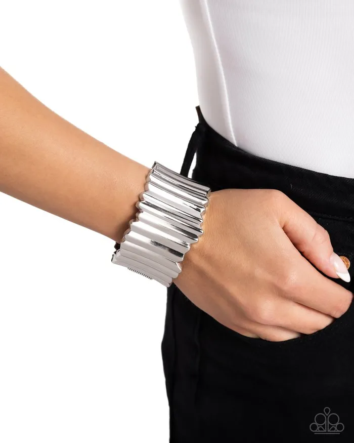 Paparazzi Jewelry Bracelets Paparazzi Bracelet Warped Welding Silver