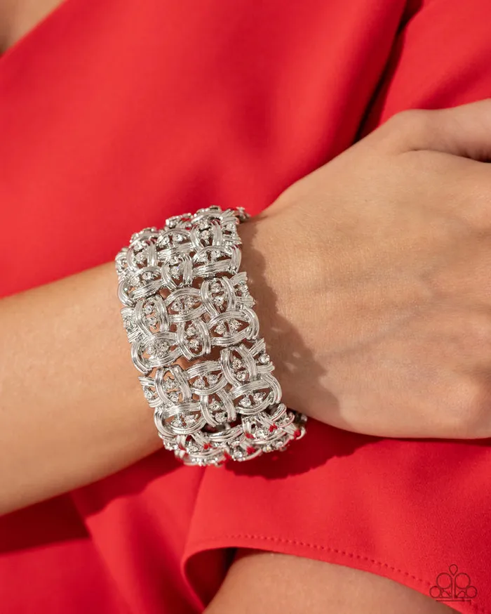 Paparazzi Jewelry Bracelets Paparazzi Bracelet Woven Wardrobe white