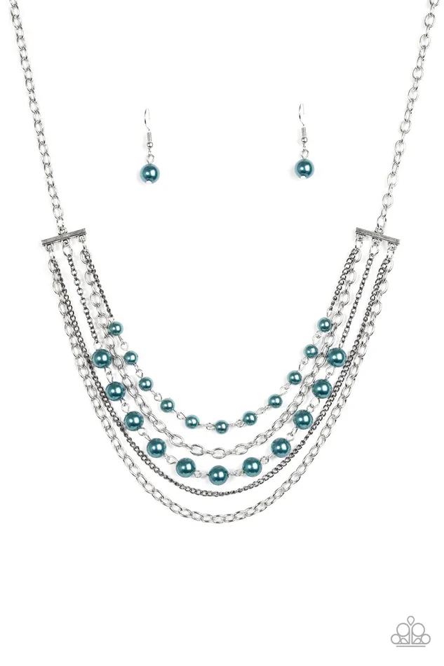 Paparazzi Necklace Metro Modest Blue Paparazzi Jewelry Necklaces