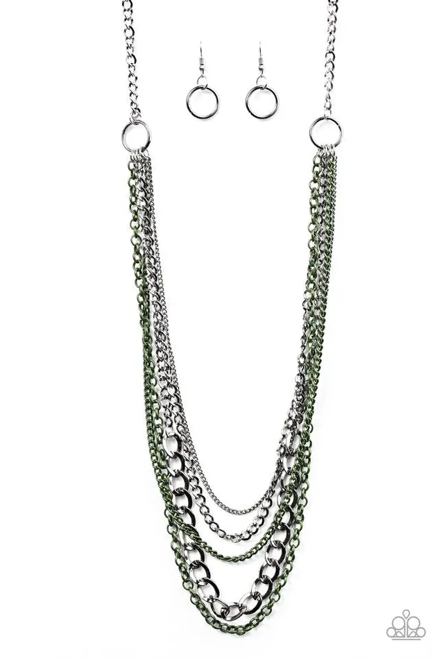 Paparazzi Necklace Moto Motivation Green Paparazzi Jewelry Necklaces