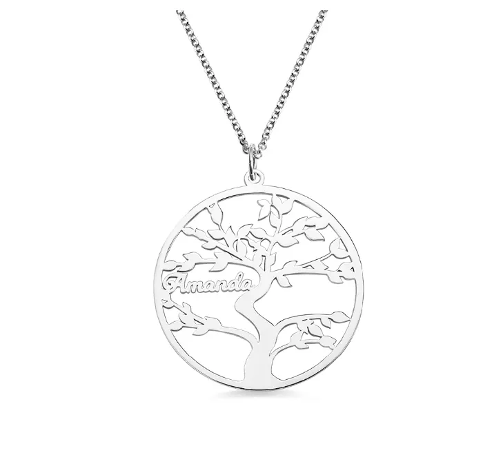 Personalized Family Tree Necklace Custom 113 Names Pendant for Mothers and Grandmothers 925 Sterling Silver Tree of Life Family Jewelry Belbren Necklaces