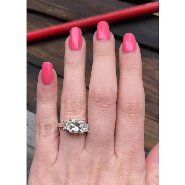Rings 3 Diamond Engagement Ring Set in 14K White Gold 422ct tw Princess Cut Clarity Enhanced Diamonds Diamond Source NYC