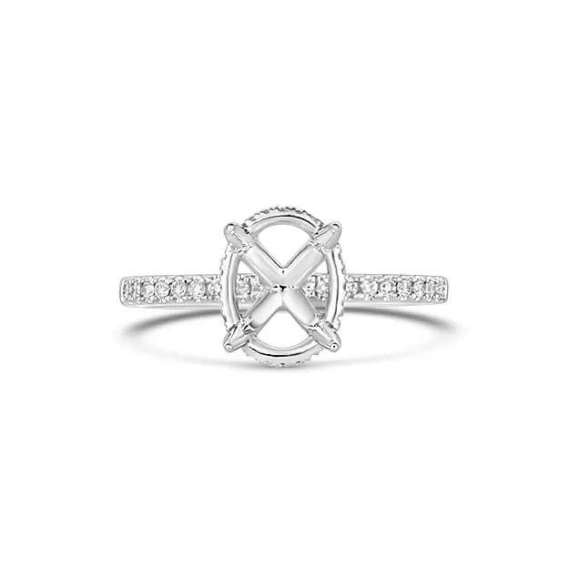 Rings Engagement Collections 14K White Gold Semi Mount Ring with Oval Diamond Head Rings Engagement Collections 14K White Gold Semi Mount Ring with Oval Diamond Head