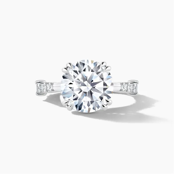 Rings Platinum Diamond Semimount Ring Baguettes and Rounds Round Cut Center Engagement Collections Rings Platinum Diamond Semimount Ring Baguettes and Rounds Round Cut Center Engagement Collections