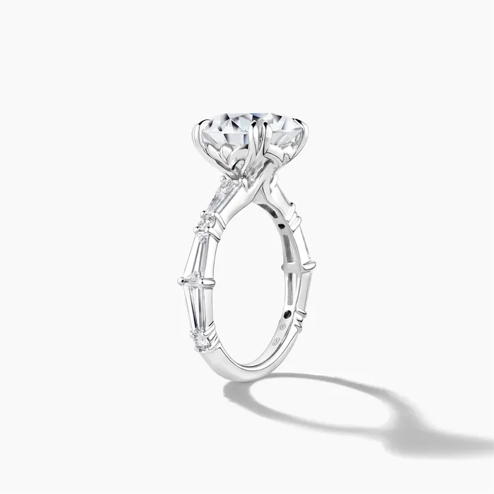Rings Platinum Diamond Semimount Ring Baguettes and Rounds Round Cut Center Engagement Collections Rings Platinum Diamond Semimount Ring Baguettes and Rounds Round Cut Center Engagement Collections