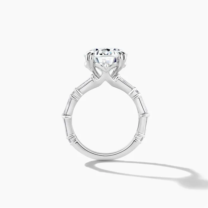 Rings Platinum Diamond Semimount Ring Baguettes and Rounds Round Cut Center Engagement Collections Rings Platinum Diamond Semimount Ring Baguettes and Rounds Round Cut Center Engagement Collections
