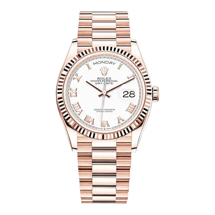 Rolex Day Date 36mm Ref 1282350052 White Roman Dial 18K Rose Gold President Bracelet Watch Rolex Bracelets Rolex Day Date 36mm Ref 1282350052 White Roman Dial 18K Rose Gold President Bracelet Watch Rolex Bracelets