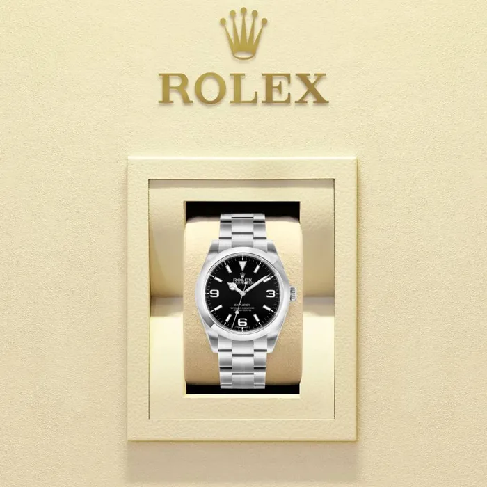 Rolex Explorer 39mm Ref 2142700003 Black Index Arabic Numerals Dial Stainless Steel Oyster Bracelet Watch Rolex Bracelets