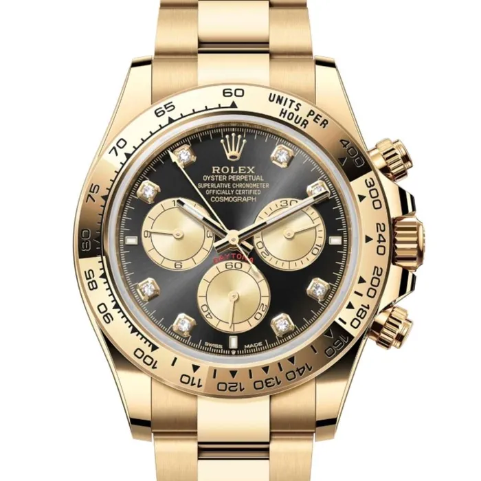 Rolex Rolex Cosmograph Daytona 40mm Ref 126508 Bright Black Champagne Diamond Dial 18K Yellow Gold Oyster Bracelet Mens Watch Bracelets