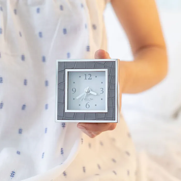 Addison Ross Rings Addison Ross Dove Croc SilverPlated Square Silent Alarm Clock Addison Ross Rings Addison Ross Dove Croc SilverPlated Square Silent Alarm Clock