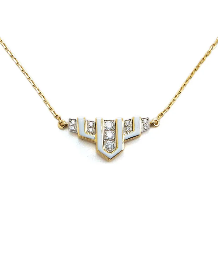 David Webb Workshop Scape Necklace White Enamel Necklaces
