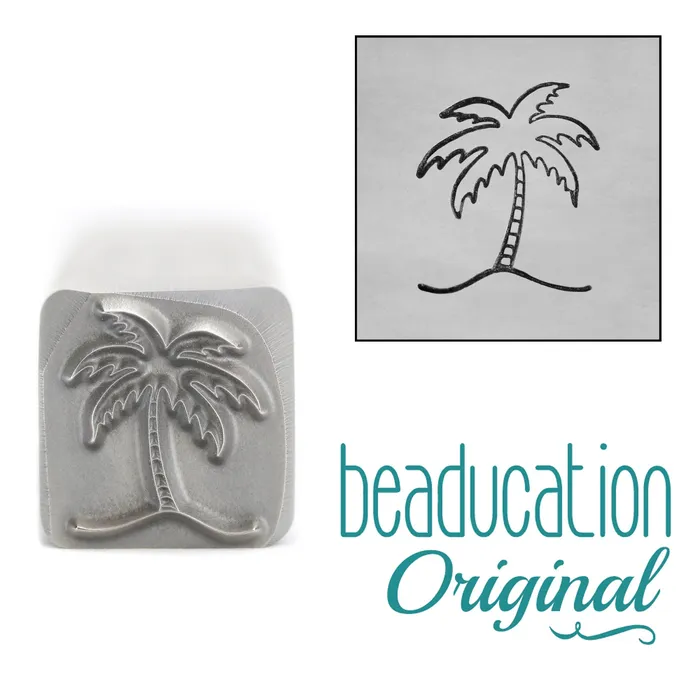 DS 12 Necklaces Palm Tree Leaning Left Metal Design Stamp 11mm Beaducation Original DS 12 Necklaces Palm Tree Leaning Left Metal Design Stamp 11mm Beaducation Original