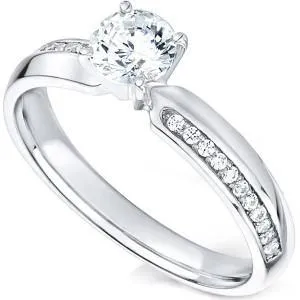 GB Rings White Gold 14K Solitaire With Accent Natural Earth Mined Diamonds Ring 240 Carats New GB Rings White Gold 14K Solitaire With Accent Natural Earth Mined Diamonds Ring 240 Carats New