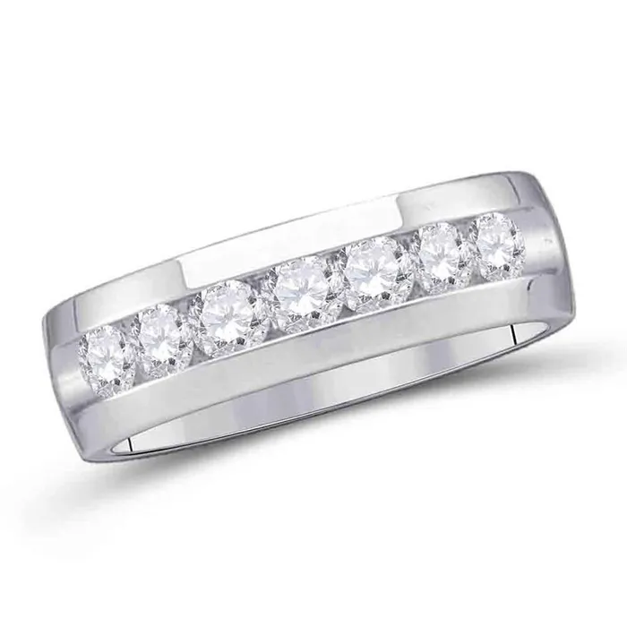 GND 14kt White Gold Mens Round Diamond Wedding Band Ring 14 Cttw Size 10 GND Rings GND 14kt White Gold Mens Round Diamond Wedding Band Ring 14 Cttw Size 10 GND Rings