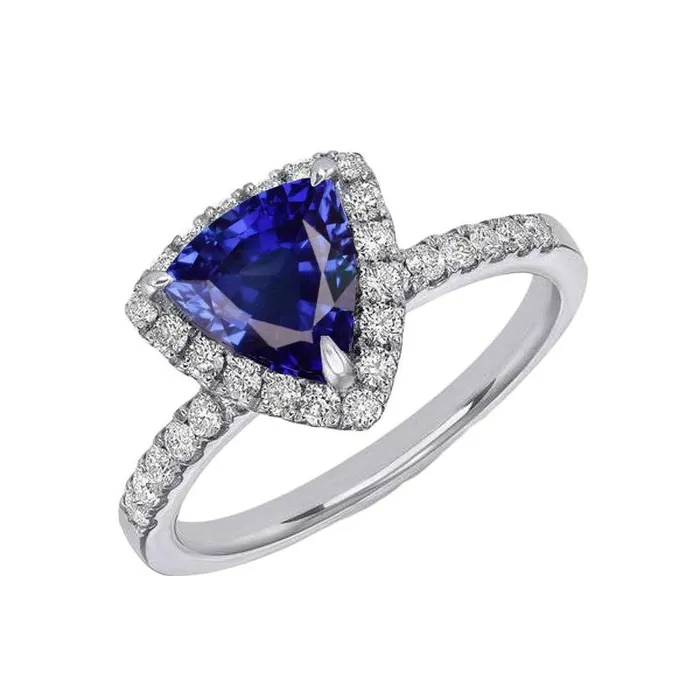 HarryChadEntcom Rings Halo Trillion Blue Sapphire Ring Accents Natural Earth Mined Diamonds 3 Carats HarryChadEntcom Rings Halo Trillion Blue Sapphire Ring Accents Natural Earth Mined Diamonds 3 Carats