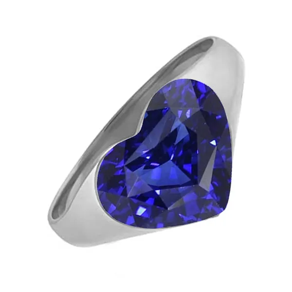 HarryChadEntcom White Gold Solitaire Ring Bezel Set Heart Srilanka Sapphire 3 Carats Rings HarryChadEntcom White Gold Solitaire Ring Bezel Set Heart Srilanka Sapphire 3 Carats Rings