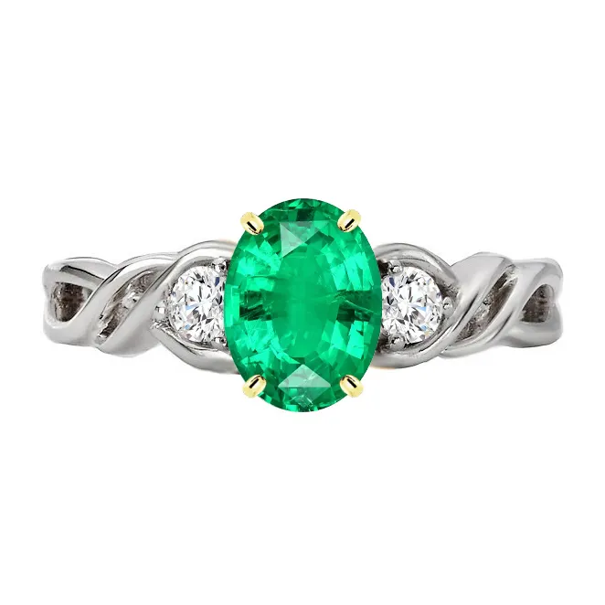 Oval Cut Green Emerald Ring Three Stone Twisted Shank Prong Set HarryChadEntcom Rings Oval Cut Green Emerald Ring Three Stone Twisted Shank Prong Set HarryChadEntcom Rings