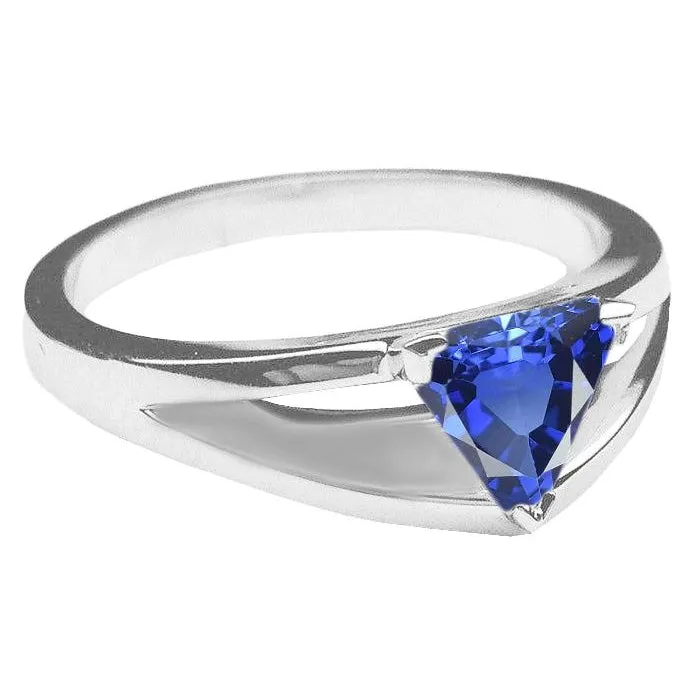 Rings HarryChadEntcom 150 Carats Solitaire Ring Trillion Ceylon Sapphire Split Shank Rings HarryChadEntcom 150 Carats Solitaire Ring Trillion Ceylon Sapphire Split Shank