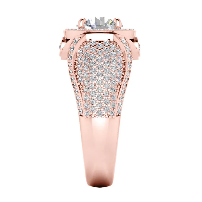 Rings HarryChadEntcom Big Round Natural Earth Mined Diamond Mens Ring With Accents 550 Carats White Gold 14K