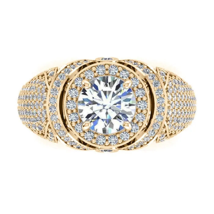 Rings HarryChadEntcom Big Round Natural Earth Mined Diamond Mens Ring With Accents 550 Carats White Gold 14K