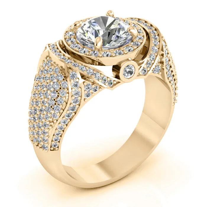 Rings HarryChadEntcom Big Round Natural Earth Mined Diamond Mens Ring With Accents 550 Carats White Gold 14K