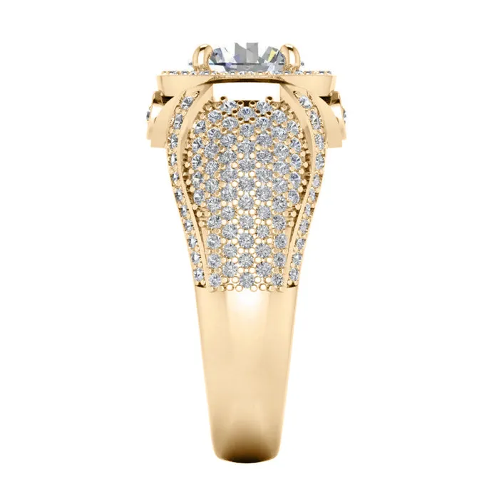 Rings HarryChadEntcom Big Round Natural Earth Mined Diamond Mens Ring With Accents 550 Carats White Gold 14K