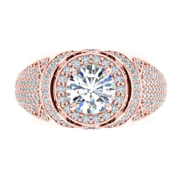 Rings HarryChadEntcom Big Round Natural Earth Mined Diamond Mens Ring With Accents 550 Carats White Gold 14K