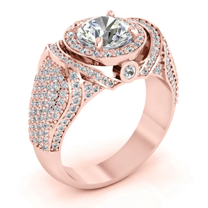 Rings HarryChadEntcom Big Round Natural Earth Mined Diamond Mens Ring With Accents 550 Carats White Gold 14K