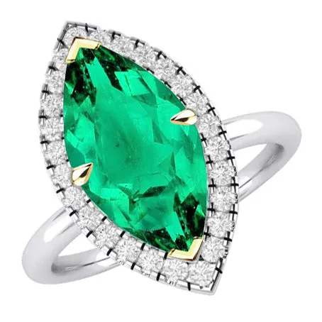 Rings HarryChadEntcom Halo Gemstone Ring Marquise Shape Green Emerald Ring Rings HarryChadEntcom Halo Gemstone Ring Marquise Shape Green Emerald Ring