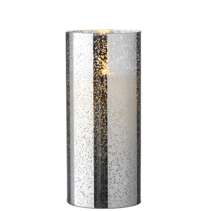 Rings Raz Imports Raz Imports Moving Flame Silver Mercury Glass Candle